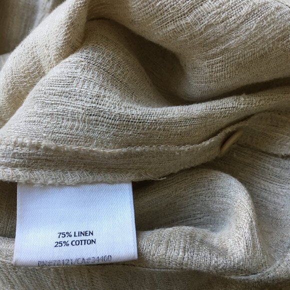EILEEN FISHER Beige Italian Linen Cotton Blend Textured Pant - Picture 3 of 16